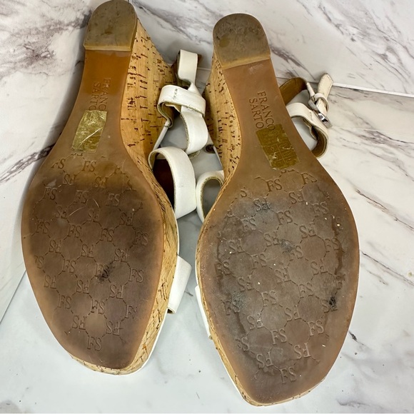 Franco Sarto “Cera” Leather Cork Wedge Sandals - White - Size 8M - Picture 7 of 13